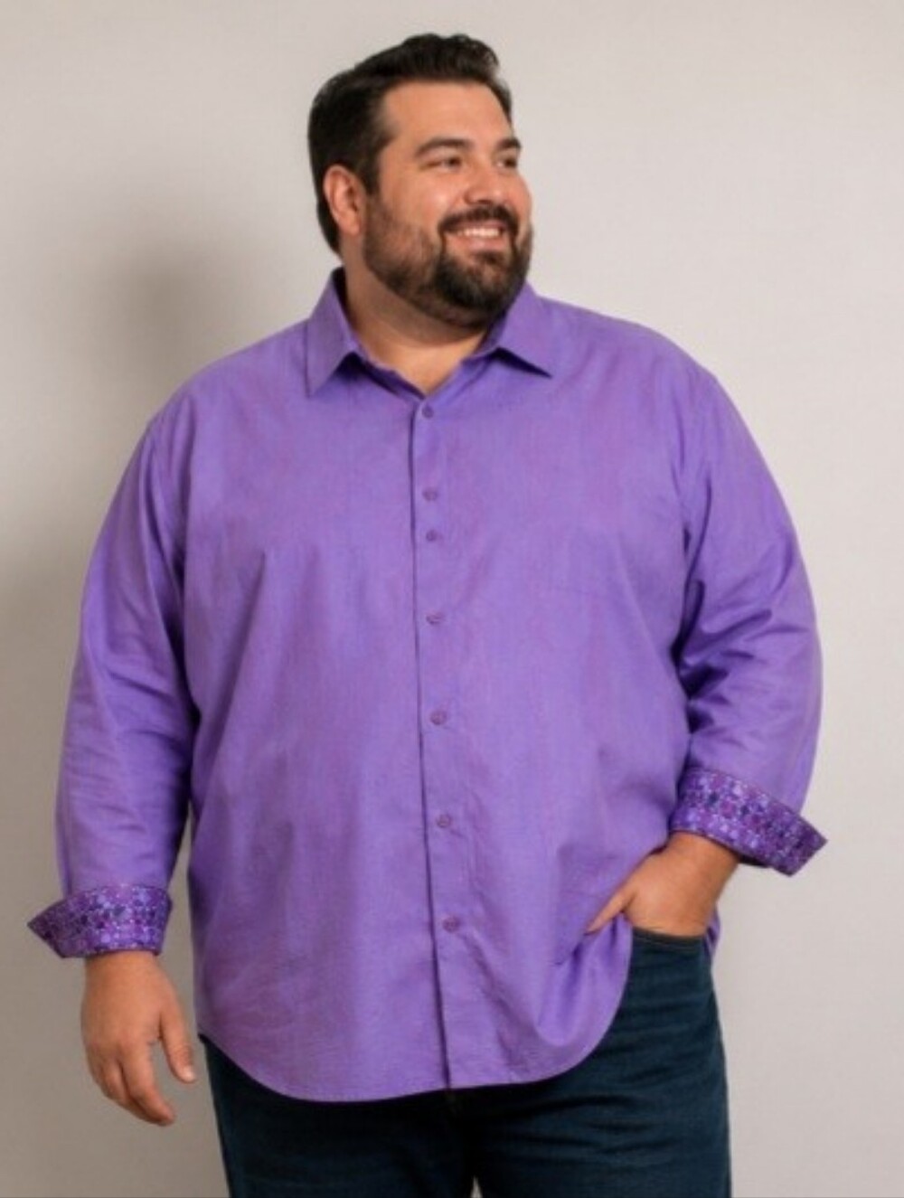Robert Grahm Men's Purple Long Sleeve Button Up Shirt Size 3XL